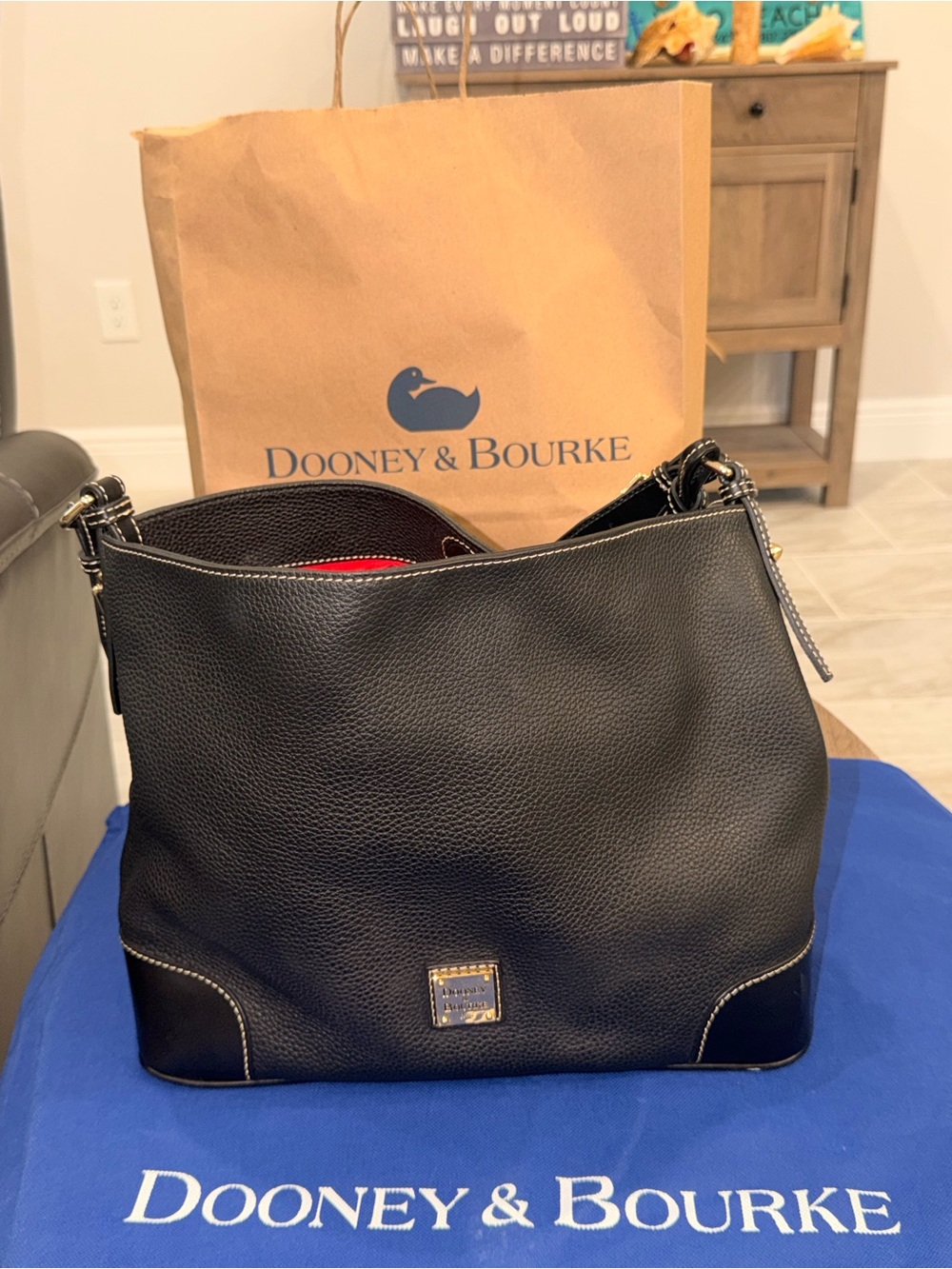 Dooney & Bourke Black Pebble Grain Hobo Bag